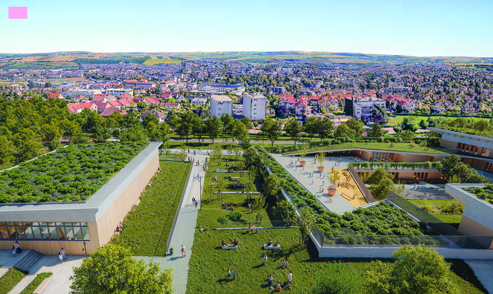 2R.Perspective 01_ Vue depuis les logements rose